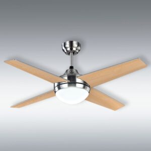 Ventilador DC Eolo, en niquel con aspas reversibles plata/haya. Ref. DC025391410