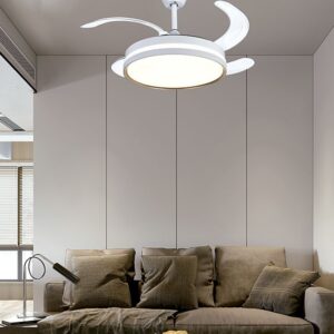 Ventilador DC Alaska en blanco y Oro, vista general, ref. CRF21850-BG