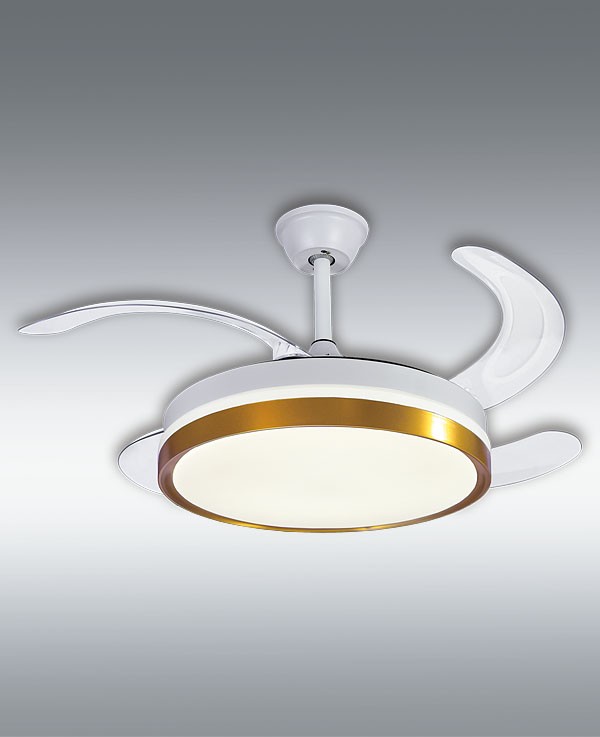 Ventilador DC Sylph en blanco + color oro, vista del producto, ref. CRF21850-BXO