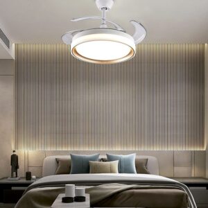 Ventilador DC California en blanco + oro, vista general, ref. CRF22660-BG